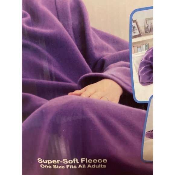 Snugglie Passon Purple Blanket Sleeves +POCKETS fleece Adult 1-Size 71" x 54" - Picture 2 of 5